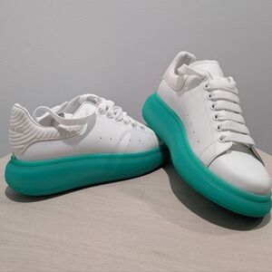 Alexander McQueen White and Teal Sneakers